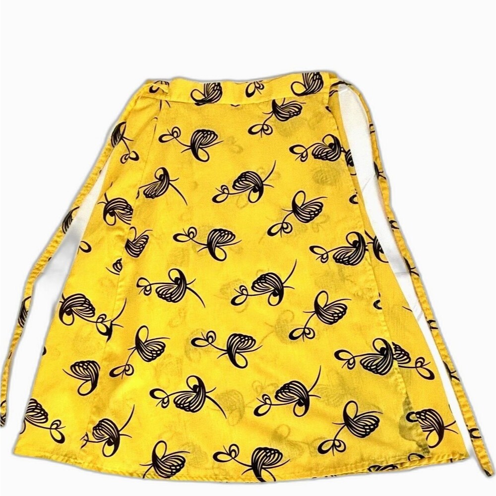 VTG 60s Whimsigoth Fairy Cottage Handmade Yellow Skirt Apron Size M